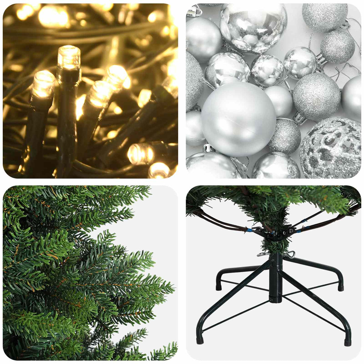 vidaXL Artificial Christmas Tree with Bauble 180 cm 300 LEDs