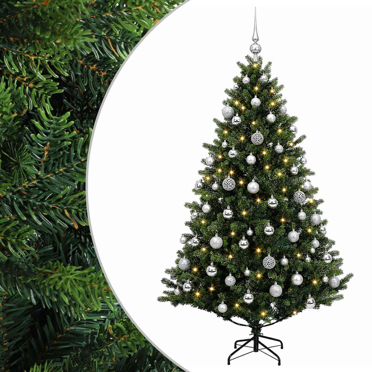 vidaXL Artificial Christmas Tree with Bauble 180 cm 300 LEDs