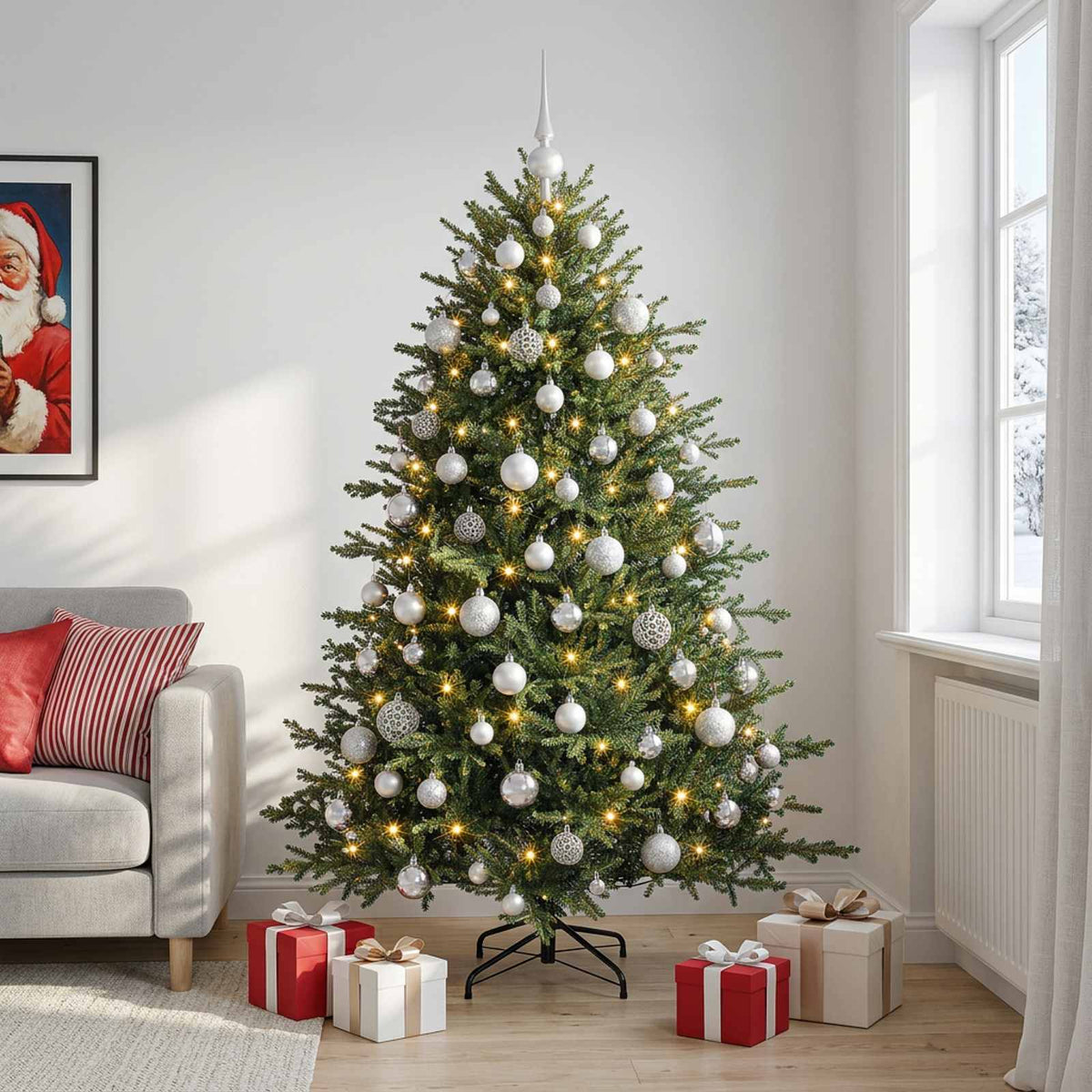 vidaXL Artificial Christmas Tree with Bauble 180 cm 300 LEDs