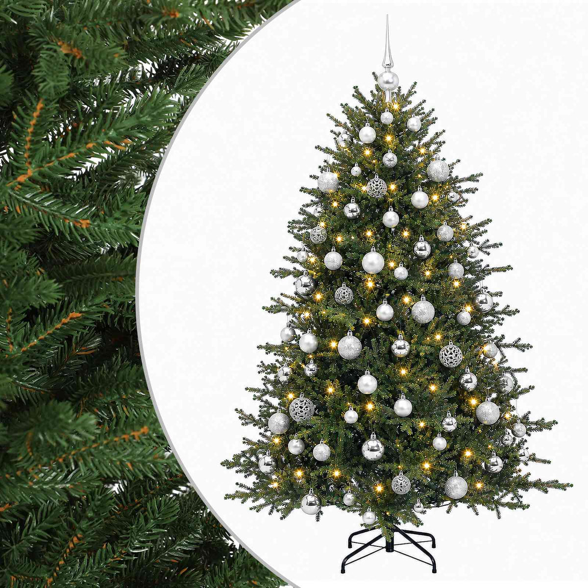 vidaXL Artificial Christmas Tree with Bauble 180 cm 300 LEDs