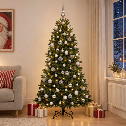 vidaXL Artificial Christmas Tree with Bauble 210 cm 300 LEDs