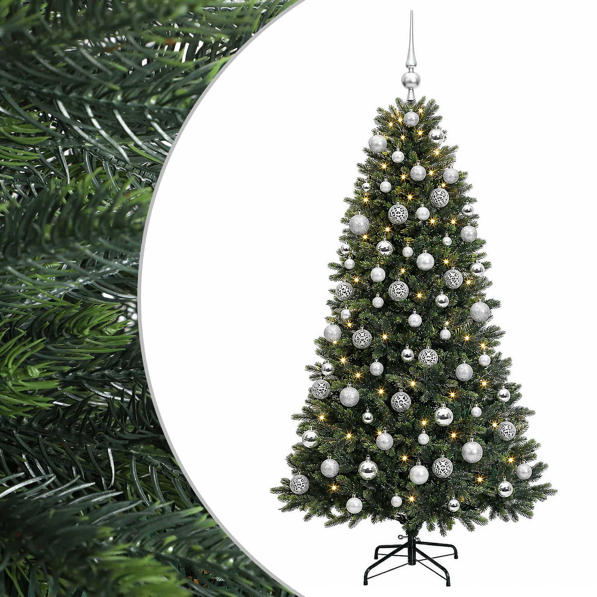 vidaXL Artificial Christmas Tree with Bauble 210 cm 300 LEDs