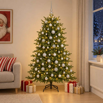 vidaXL Artificial Christmas Tree with Bauble 210 cm 300 LEDs