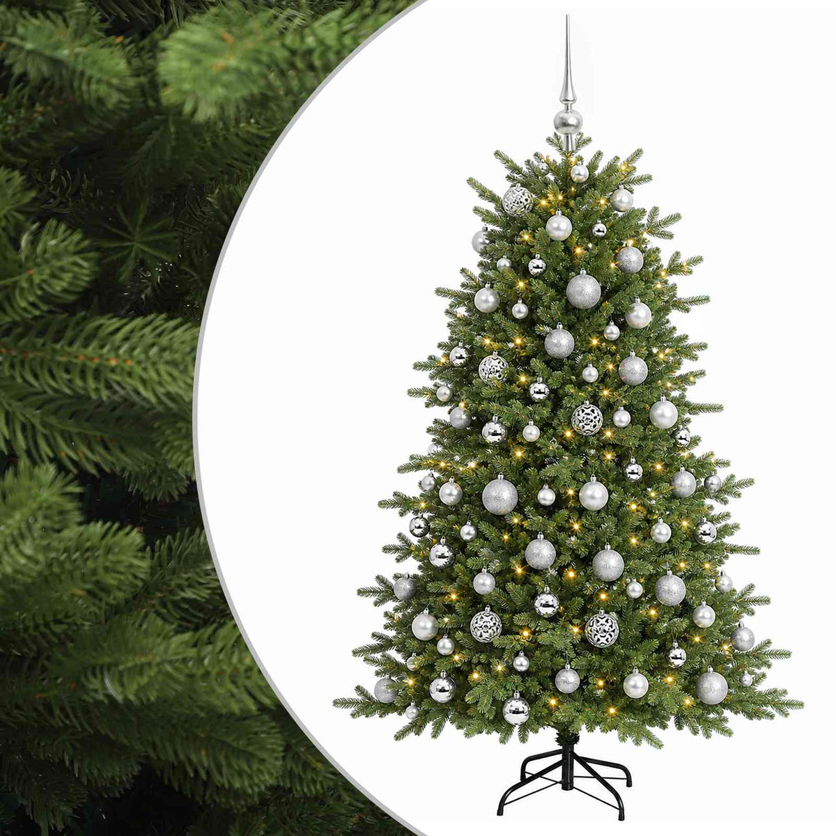 vidaXL Artificial Christmas Tree with Bauble 210 cm 300 LEDs