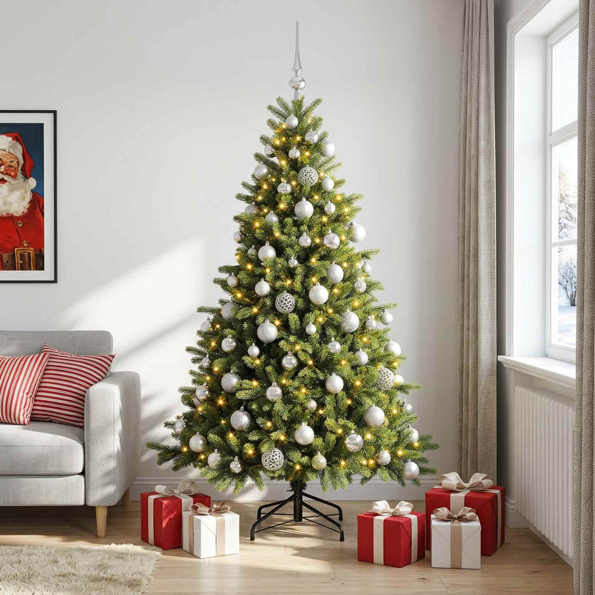 vidaXL Artificial Christmas Tree with Bauble 240 cm 300 LEDs