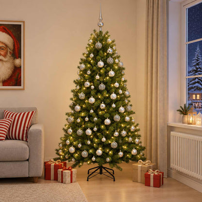 vidaXL Artificial Christmas Tree with Bauble 210 cm 300 LEDs