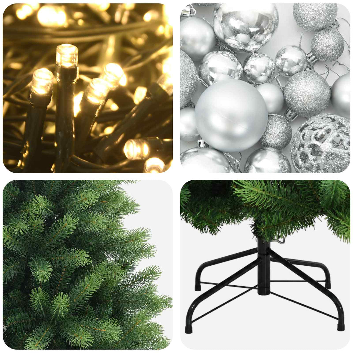 vidaXL Artificial Christmas Tree with Bauble 180 cm 300 LEDs