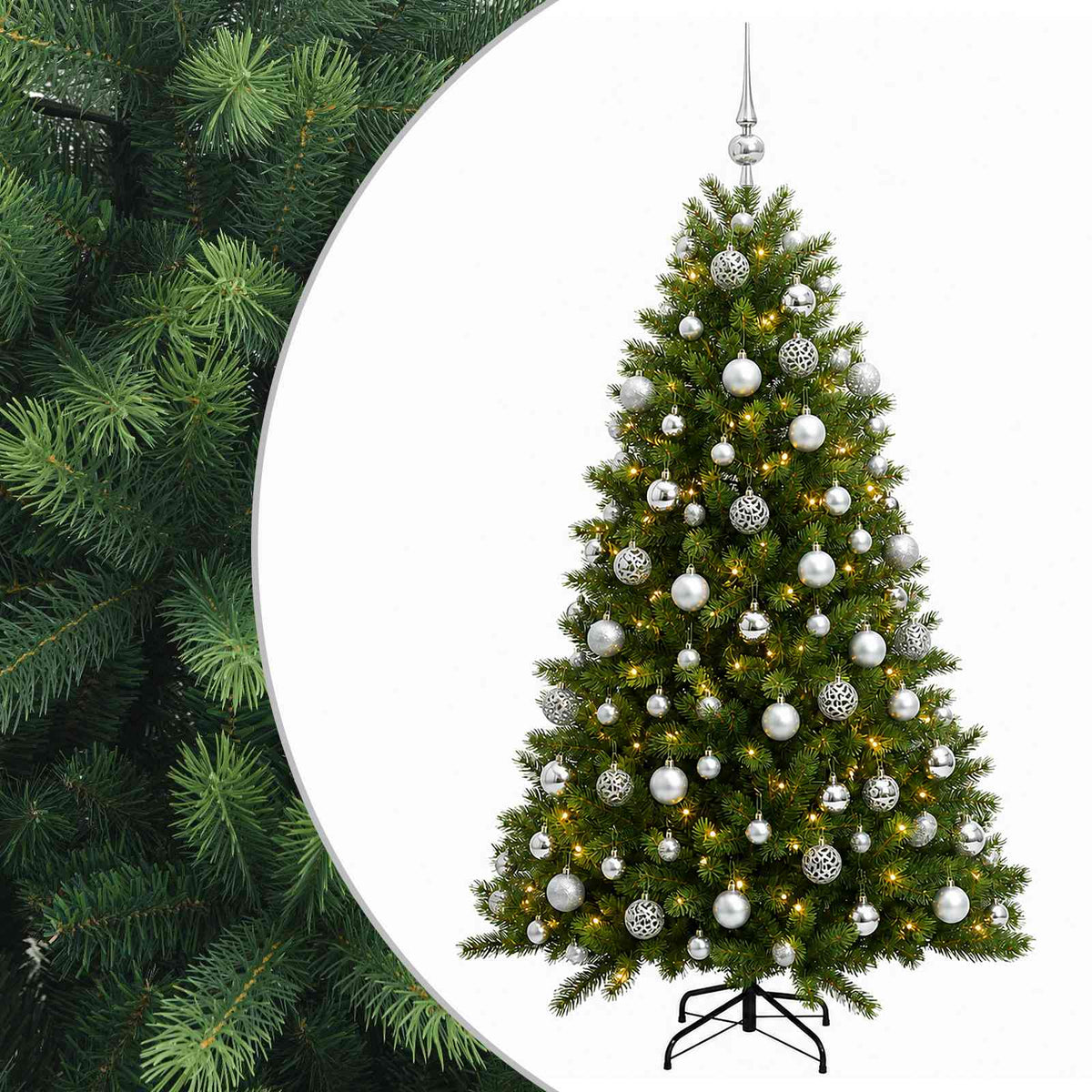 vidaXL Artificial Christmas Tree with Bauble 180 cm 300 LEDs