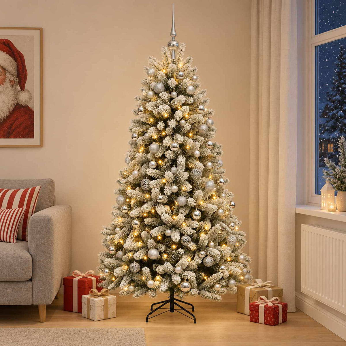 vidaXL Artificial Christmas Tree with Bauble 240 cm 300 LEDs
