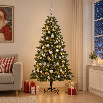 vidaXL Artificial Christmas Tree with Bauble 180 cm 300 LEDs