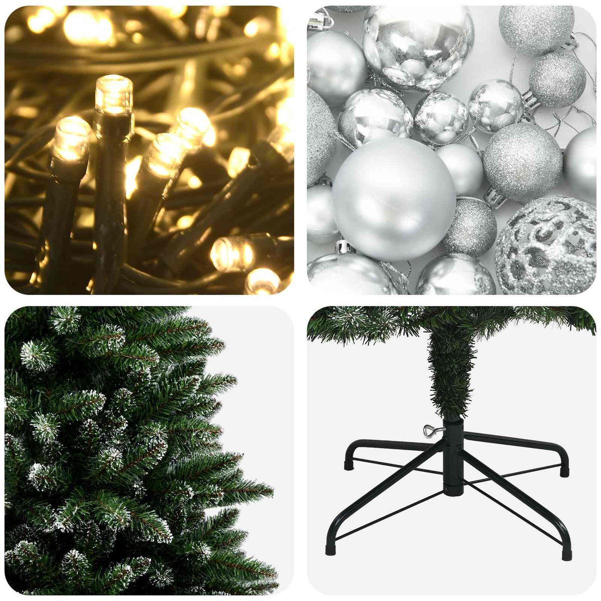 vidaXL Artificial Christmas Tree with Bauble 210 cm 300 LEDs