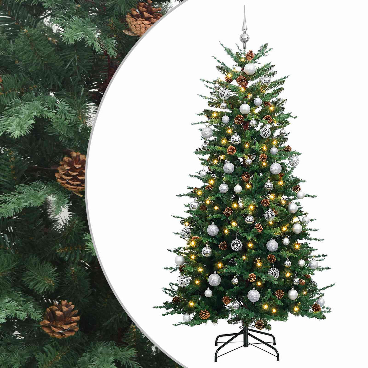 vidaXL Artificial Christmas Tree with Bauble 210 cm 300 LEDs