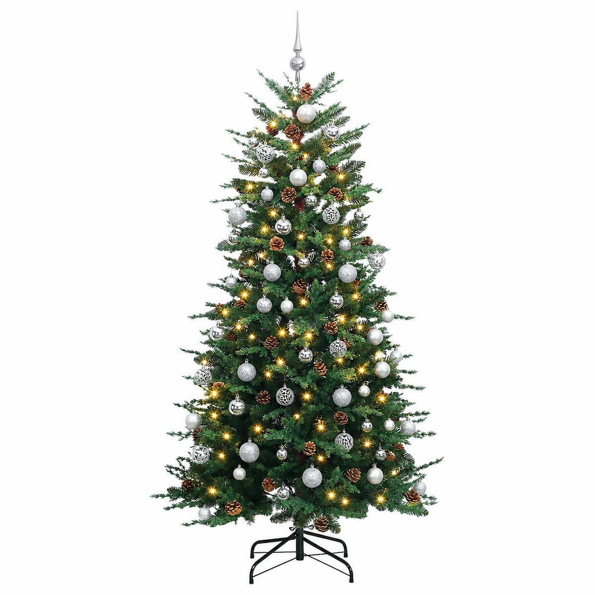 vidaXL Artificial Hinged Christmas Tree 240 cm 300 LEDs Warm White