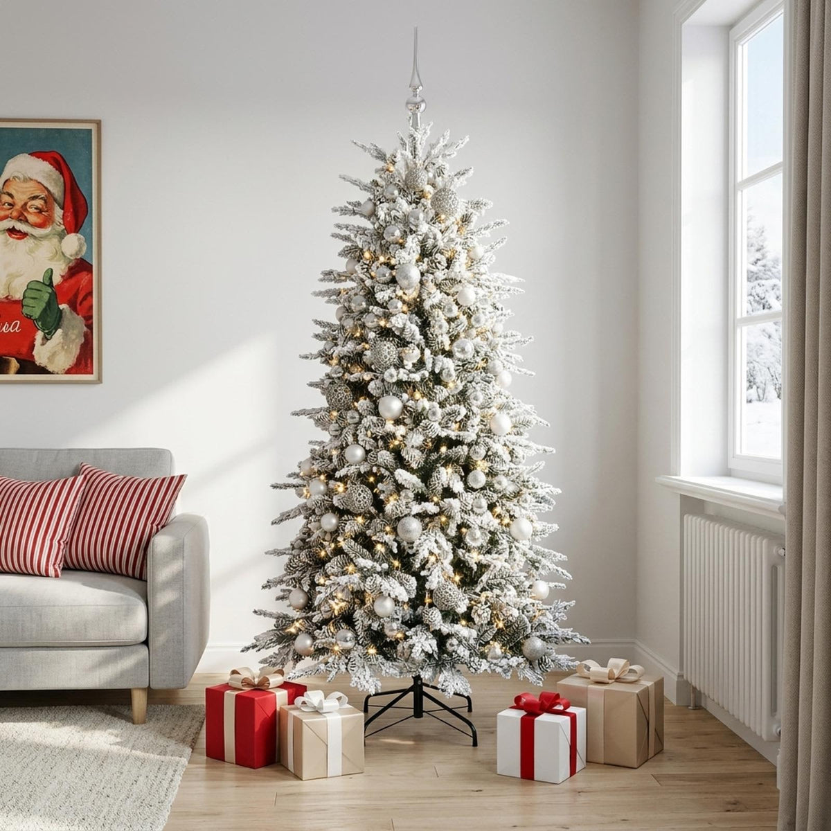 vidaXL Artificial Christmas Tree with Bauble 210 cm 300 LEDs