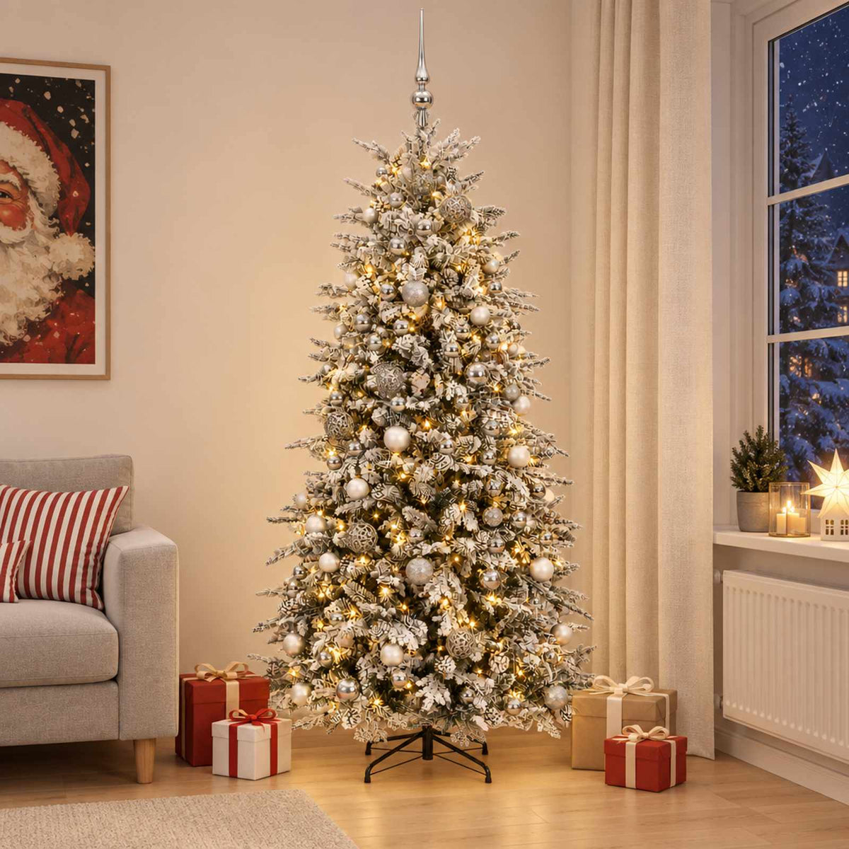 vidaXL Artificial Christmas Tree with Bauble 210 cm 300 LEDs