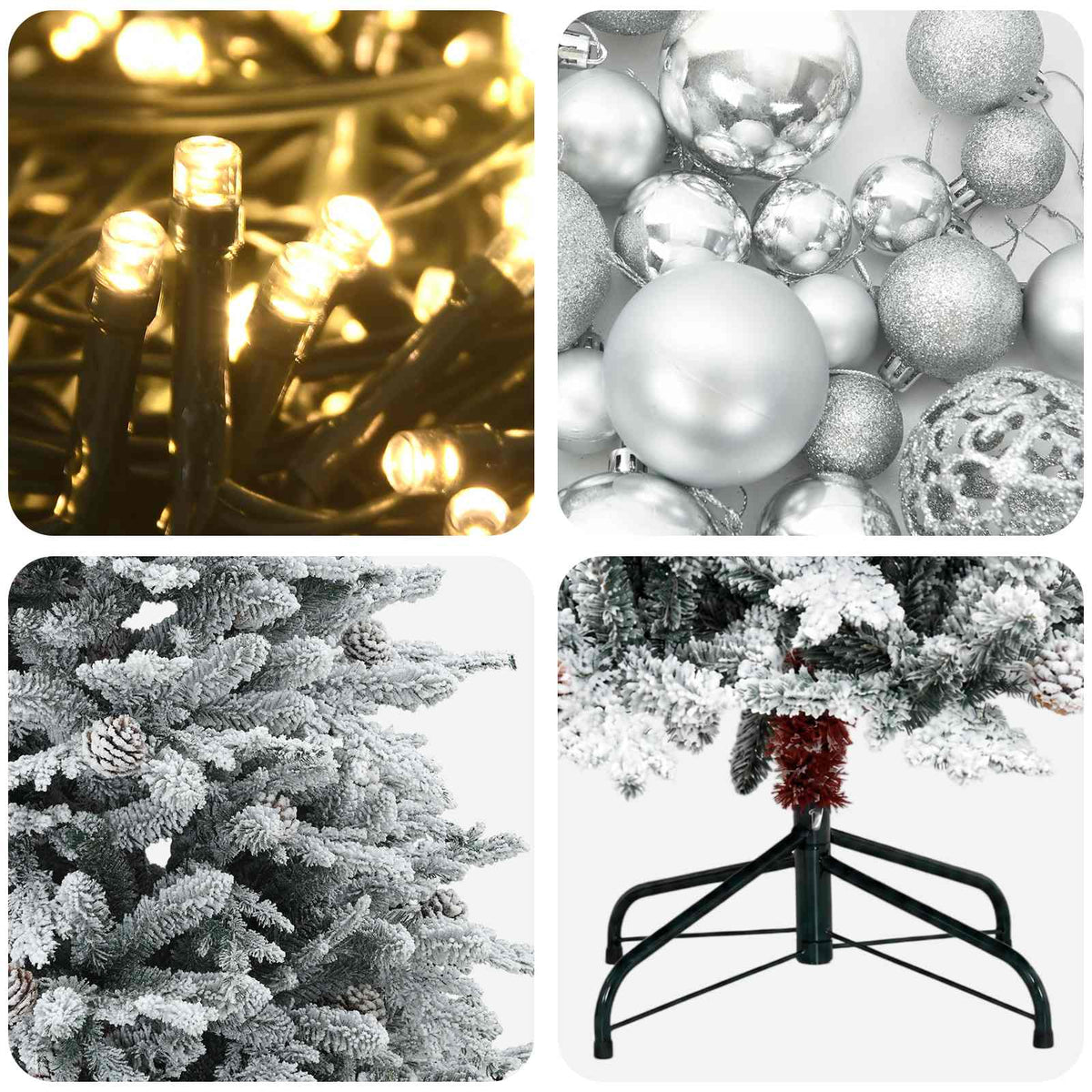 vidaXL Artificial Christmas Tree with Bauble 210 cm 300 LEDs