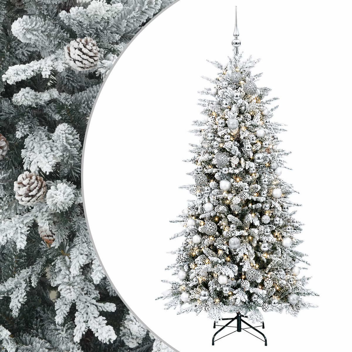 vidaXL Artificial Christmas Tree with Bauble 210 cm 300 LEDs