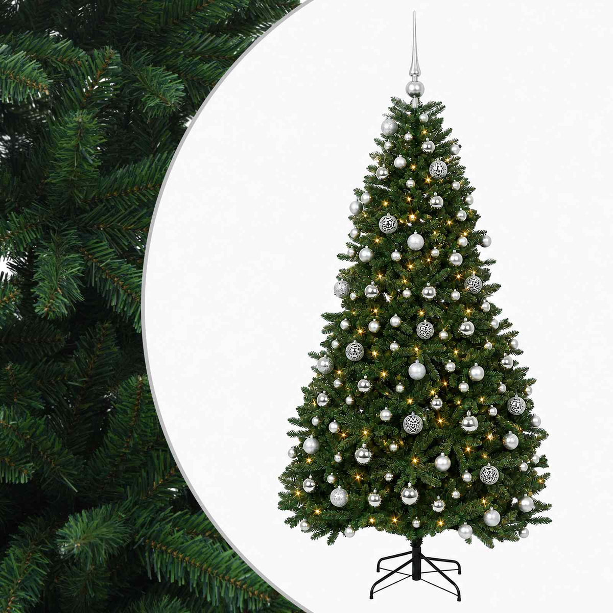 vidaXL Artificial Christmas Tree Mid-green with Bauble 180 cm 300 LEDs