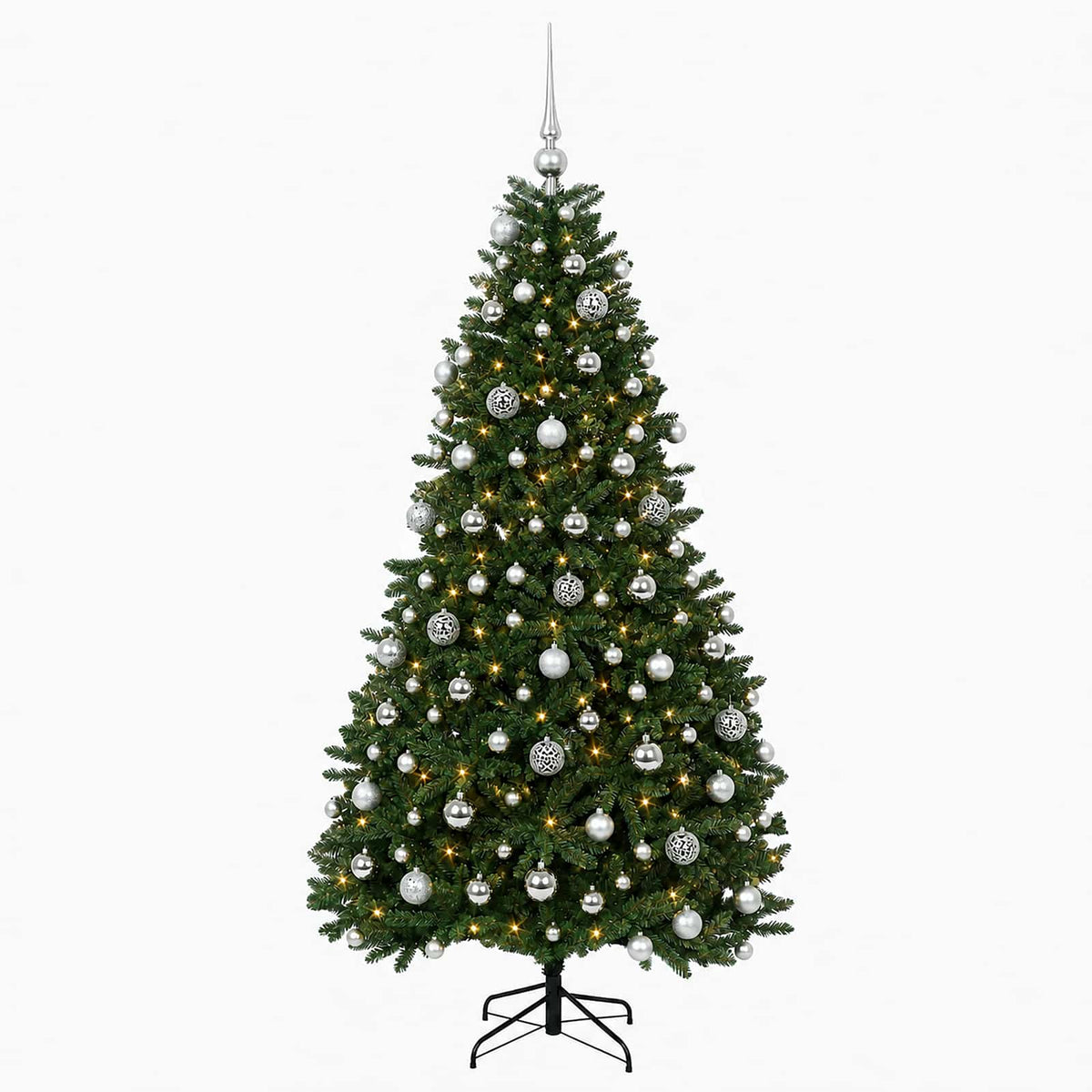 vidaXL Artificial Christmas Tree Mid-green with Bauble 180 cm 300 LEDs