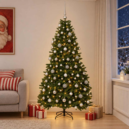vidaXL Artificial Christmas Tree Mid-green with Bauble 240 cm 300 LEDs