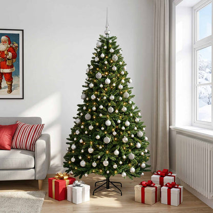 vidaXL Artificial Christmas Tree Mid-green with Bauble 240 cm 300 LEDs