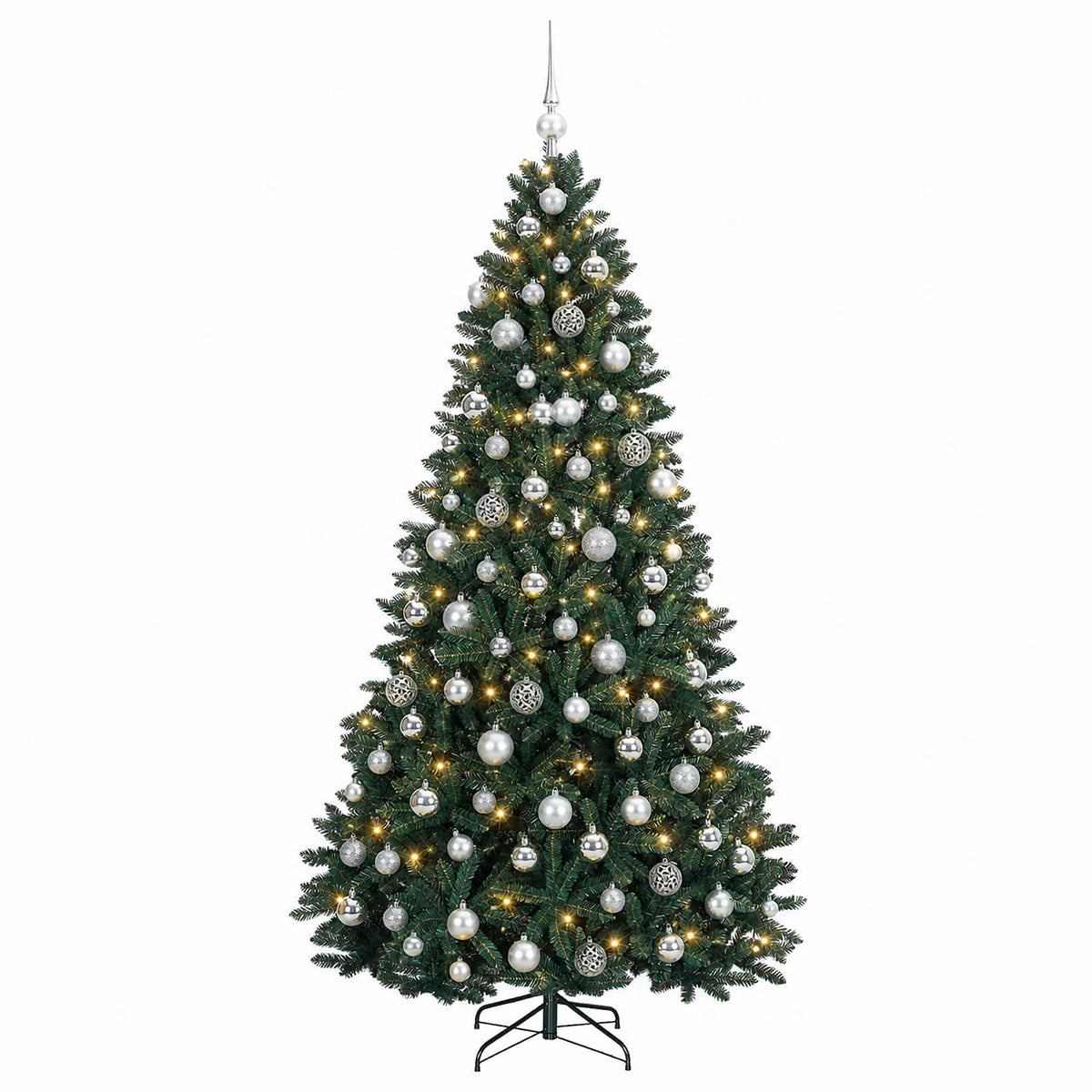 vidaXL Artificial Christmas Tree Dark Green with Bauble 210 cm