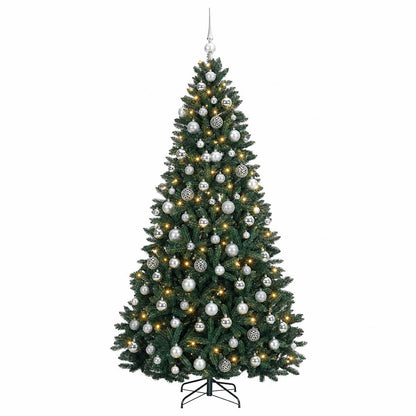 vidaXL Artificial Christmas Tree Dark Green with Bauble 210 cm