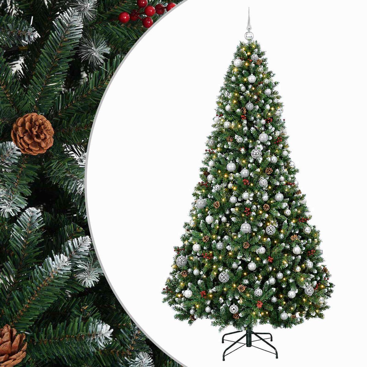 vidaXL Artificial Christmas Tree Green with Bauble 180 cm 300 LEDs
