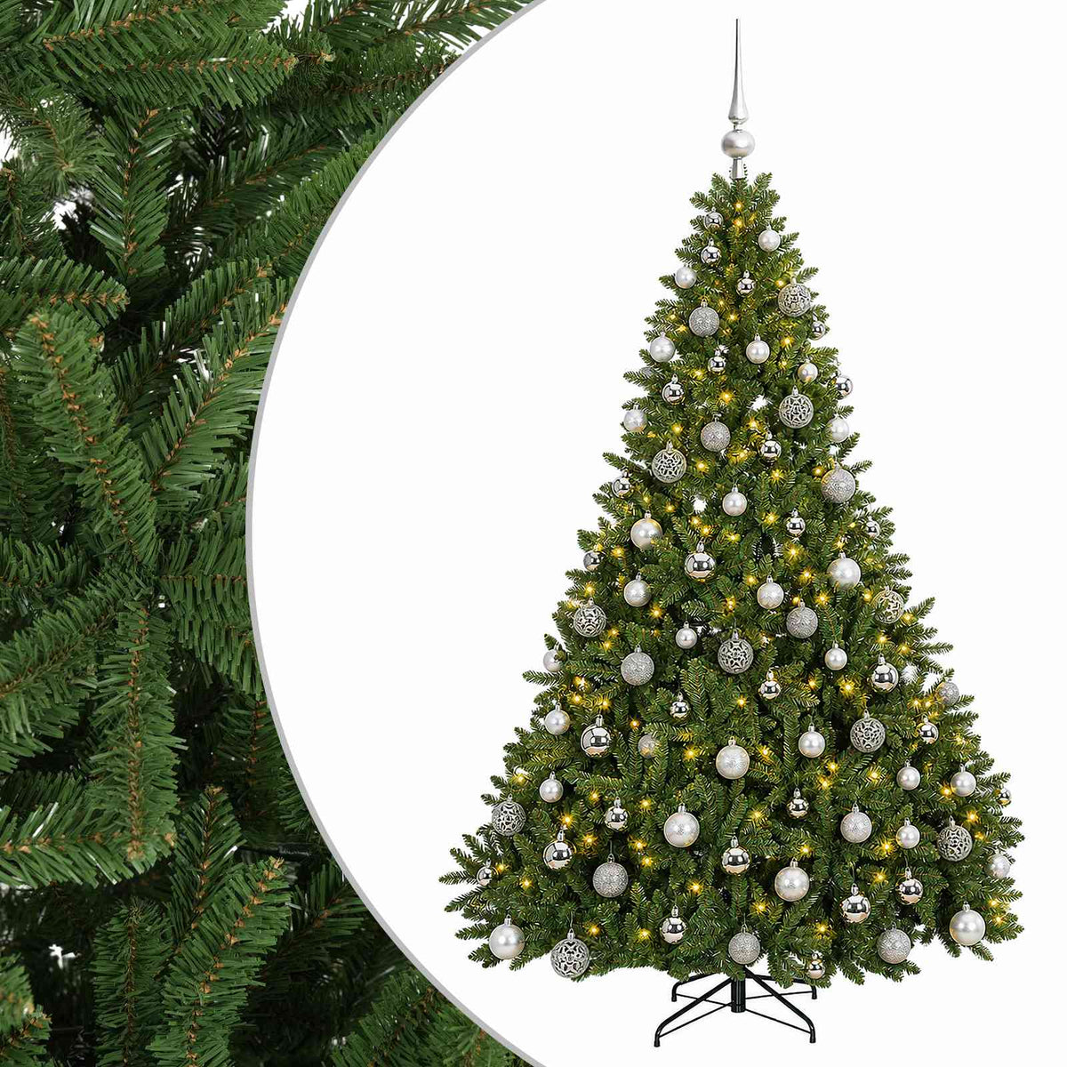 vidaXL Artificial Christmas Tree Light Green with Bauble 210 cm