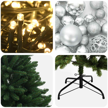 vidaXL Artificial Christmas Tree Mid-green with Ornament 180 cm
