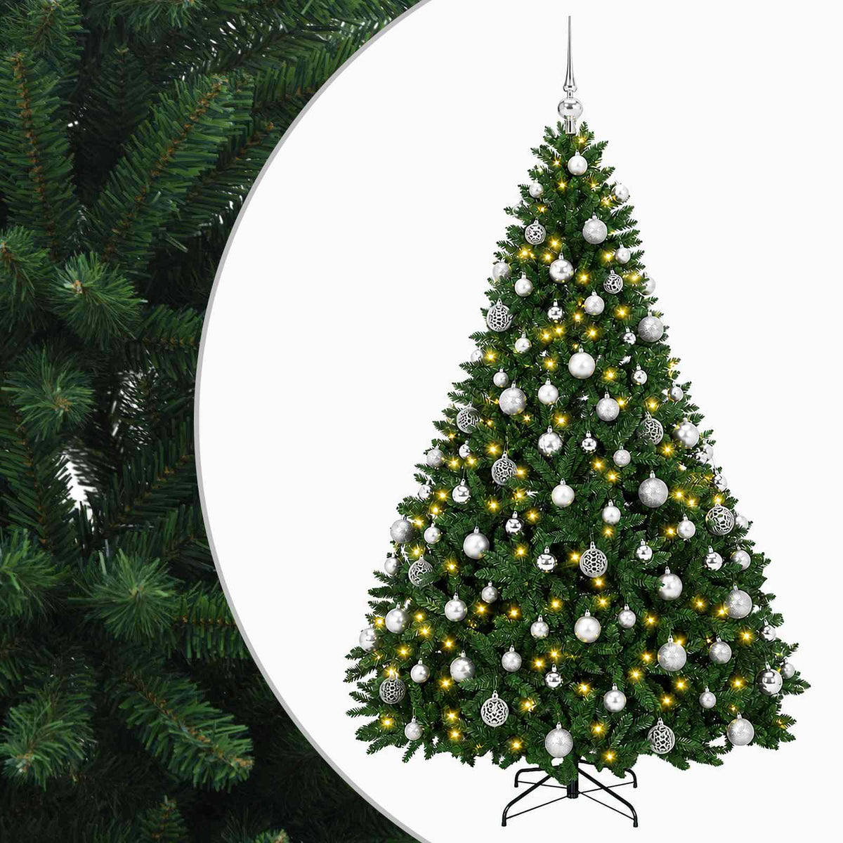 vidaXL Artificial Christmas Tree Mid-green with Ornament 180 cm
