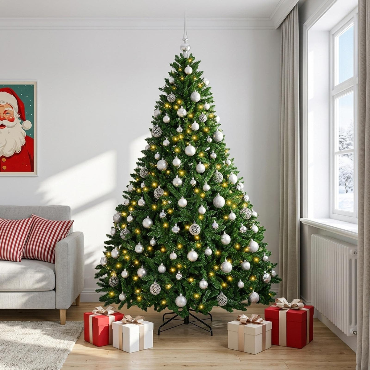 vidaXL Artificial Christmas Tree Mid-green with Ornament 240 cm