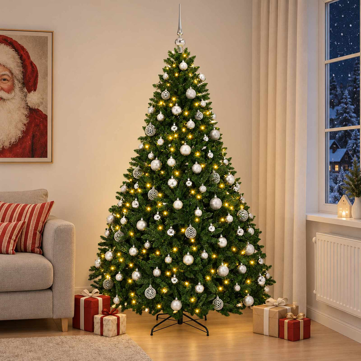 vidaXL Artificial Christmas Tree Mid-green with Ornament 240 cm