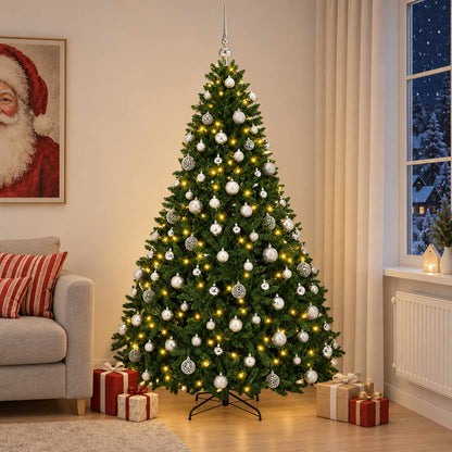 vidaXL Artificial Christmas Tree Mid-green with Ornament 210 cm