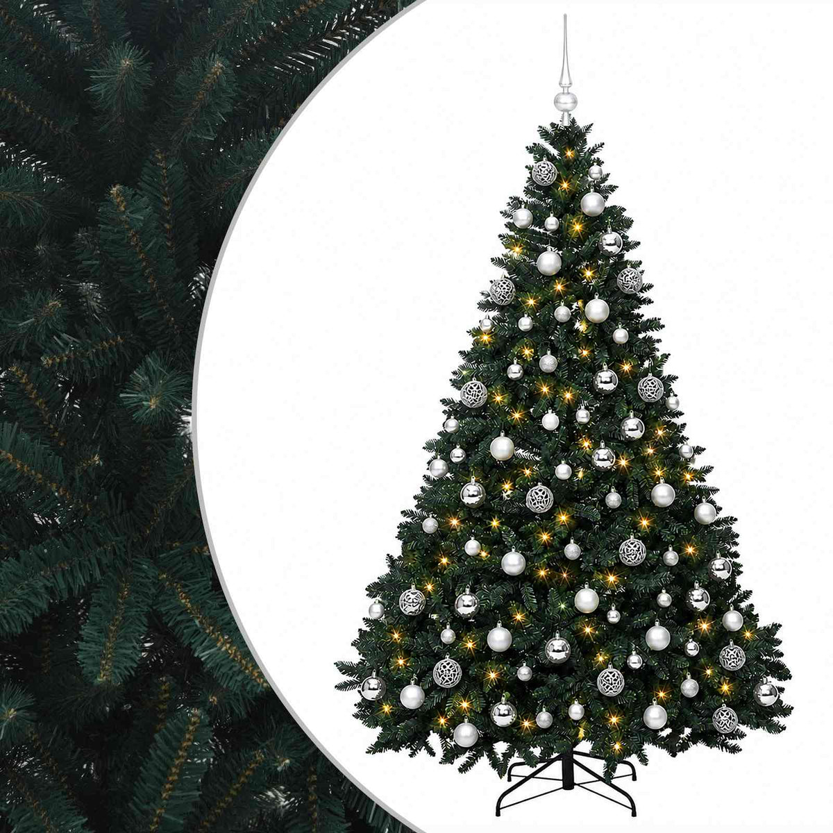 vidaXL Artificial Christmas Tree Dark Green with Baubles 180 cm
