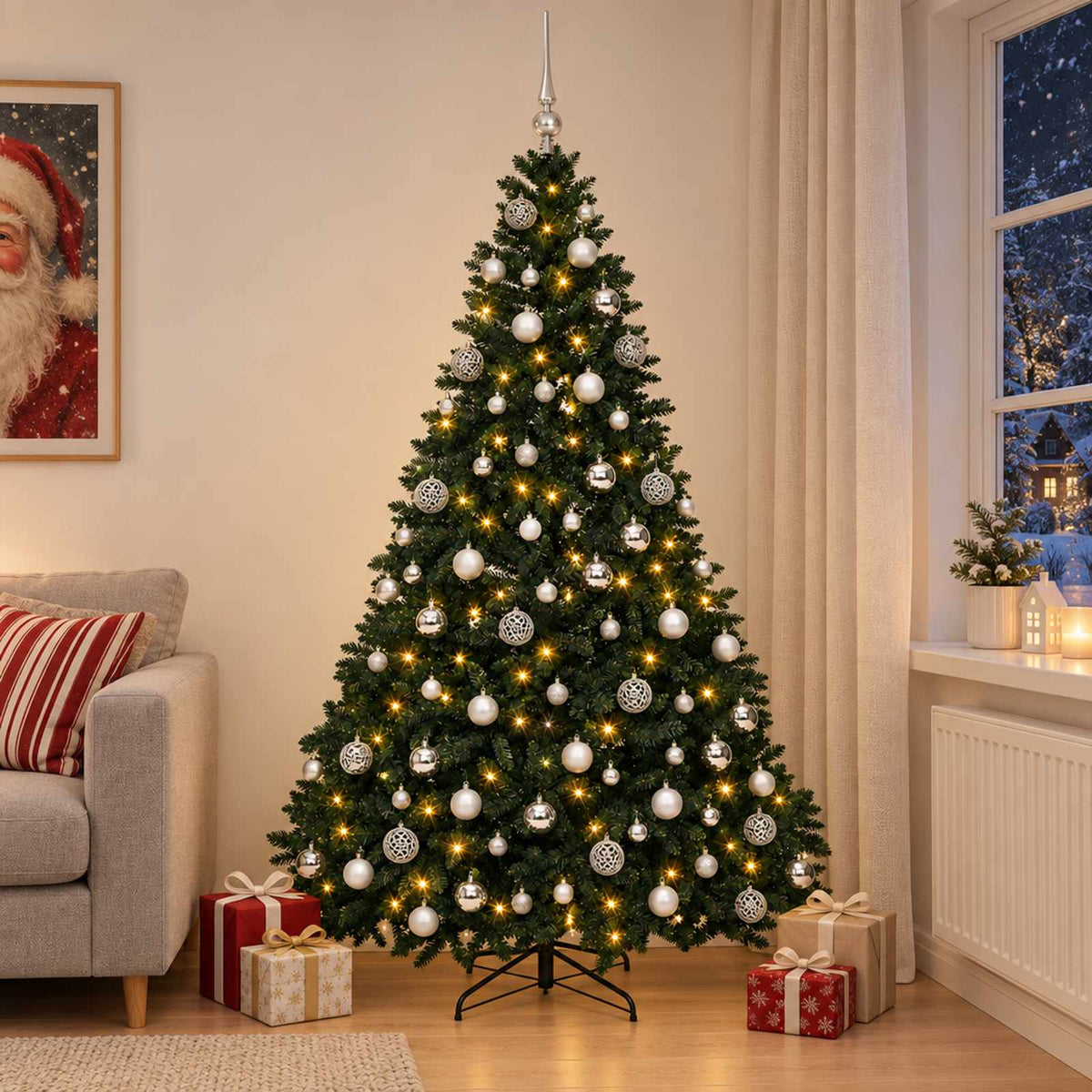 vidaXL Artificial Christmas Tree Dark Green with Bauble 240 cm