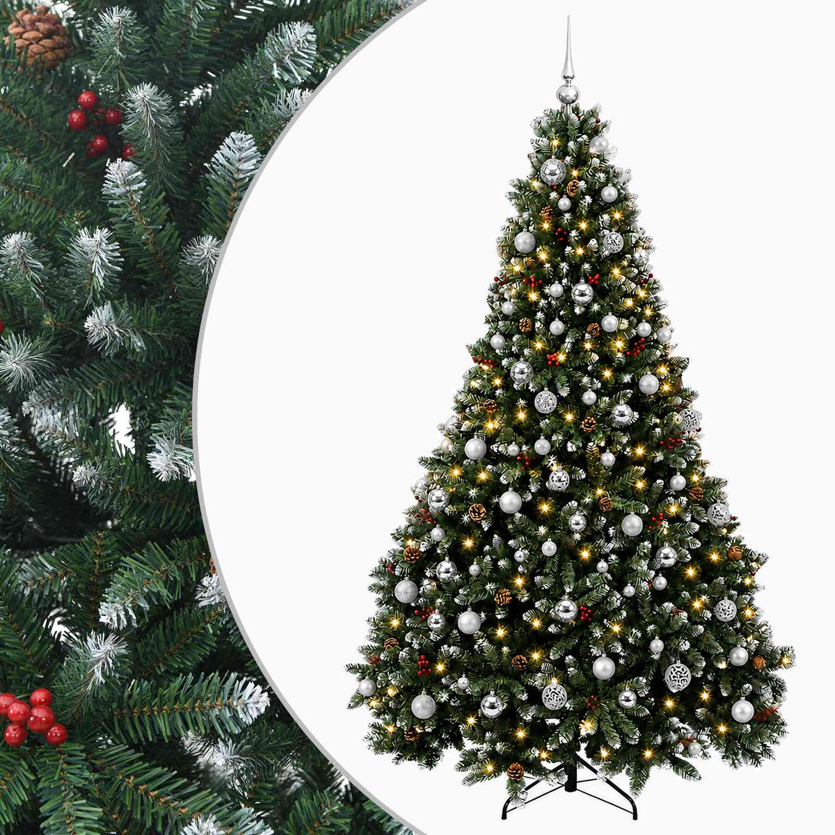 vidaXL Artificial Christmas Tree Green with Baubles 180 cm 300 LEDs