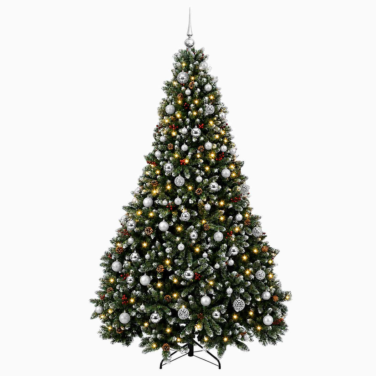vidaXL Artificial Christmas Tree Green with Baubles 180 cm 300 LEDs