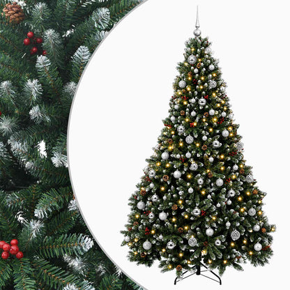 vidaXL Artificial Christmas Tree Green with Baubles 240 cm 300 LEDs