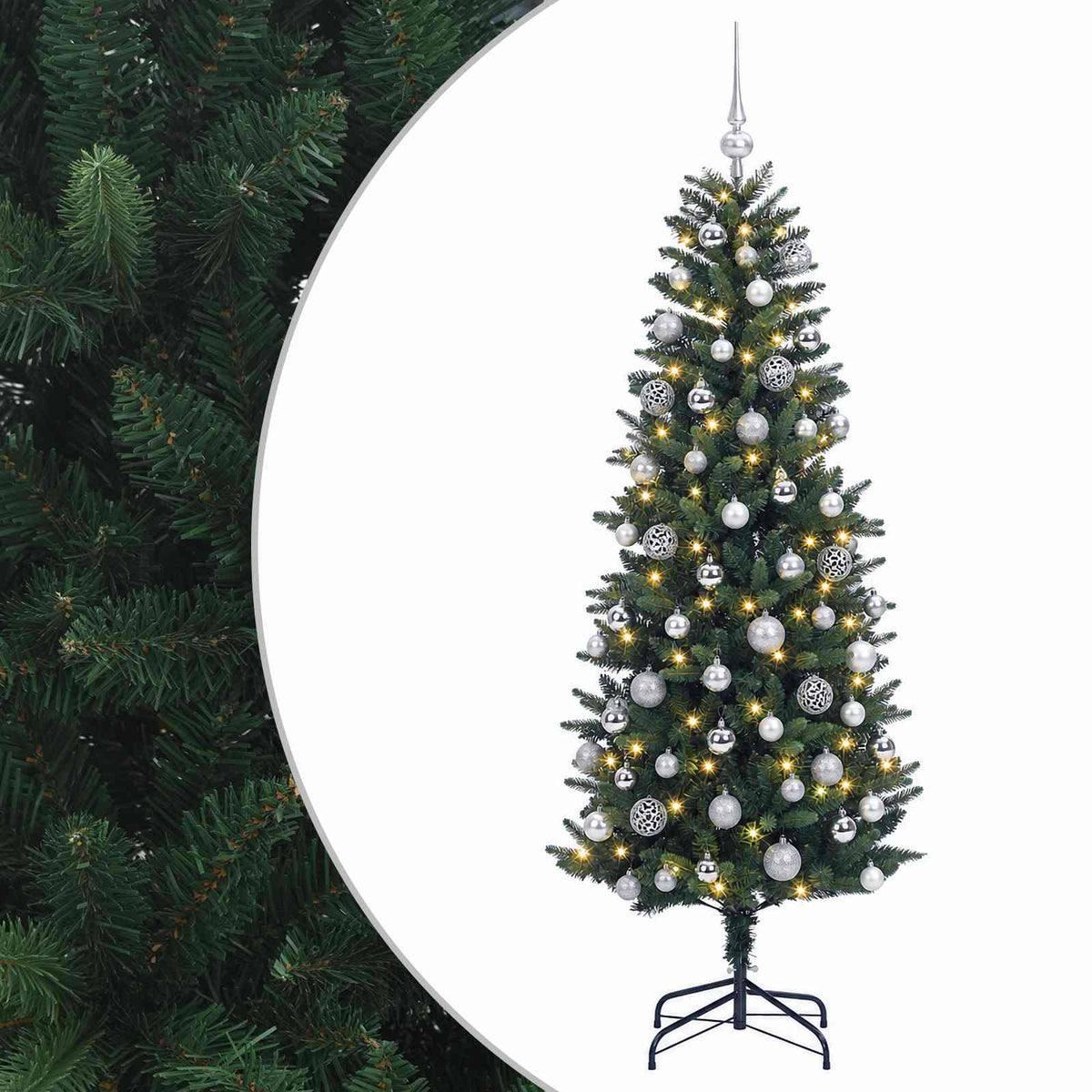 vidaXL Artificial Christmas Tree with Bauble 210 cm 300 LEDs