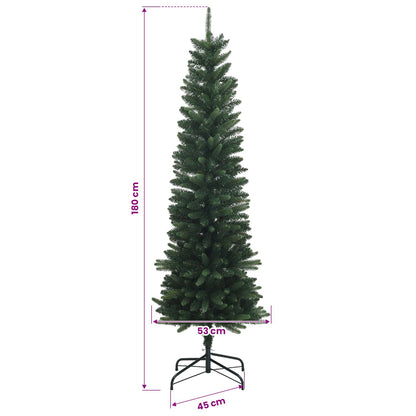 vidaXL Artificial Slim Christmas Tree with Bauble 180 cm 300 LEDs