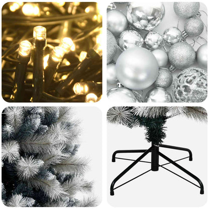 vidaXL Artificial Hinged Christmas Tree with Baubles 240 cm 300 LEDs