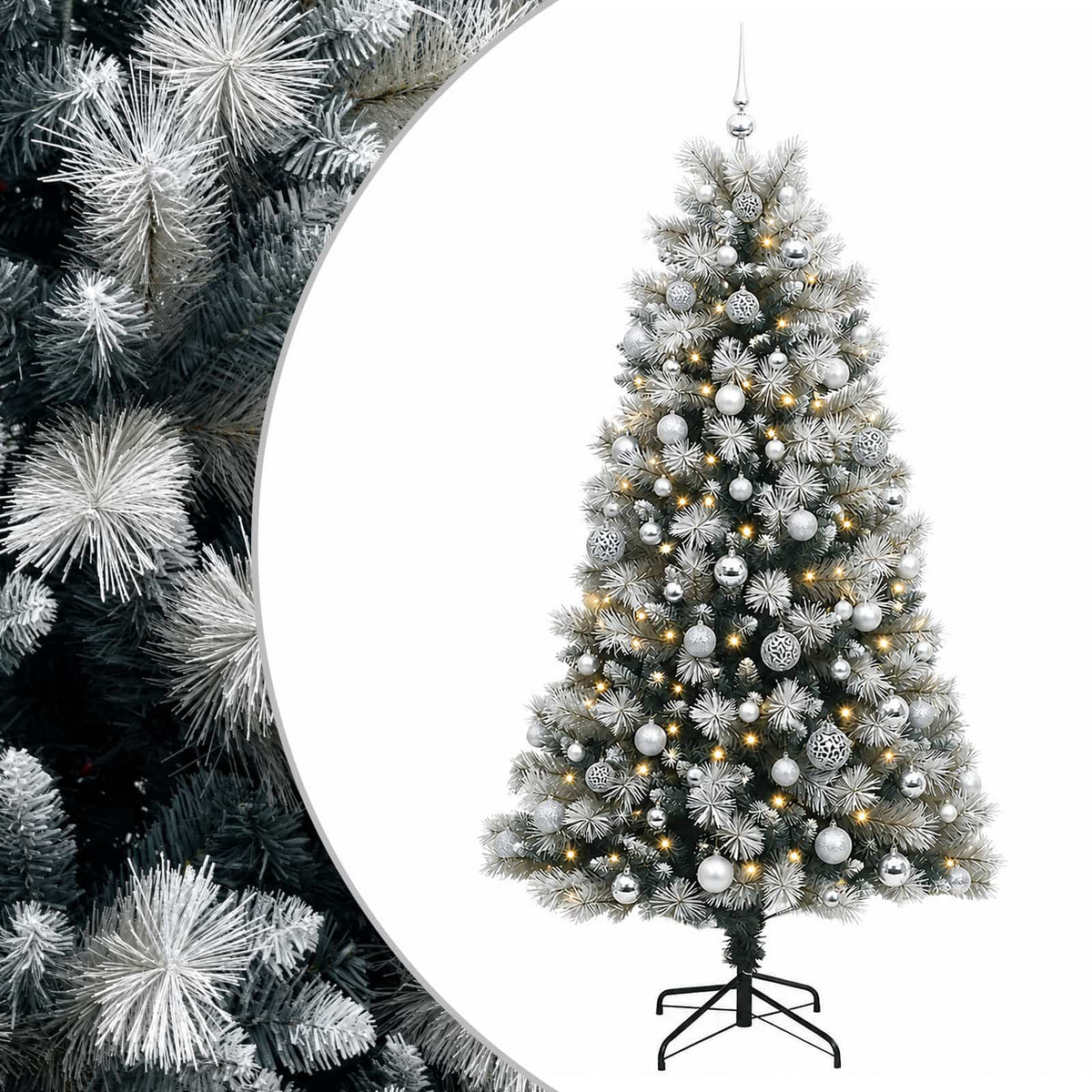 vidaXL Artificial Hinged Christmas Tree with Baubles 240 cm 300 LEDs