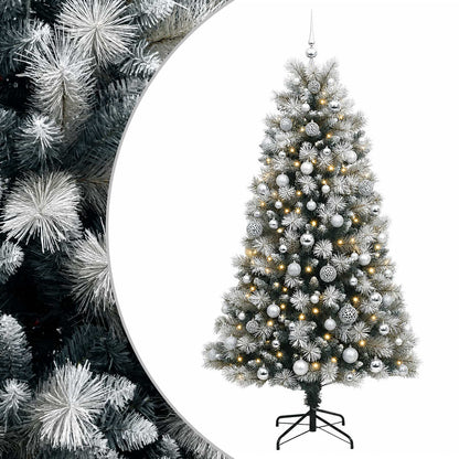 vidaXL Artificial Hinged Christmas Tree with Baubles 240 cm 300 LEDs