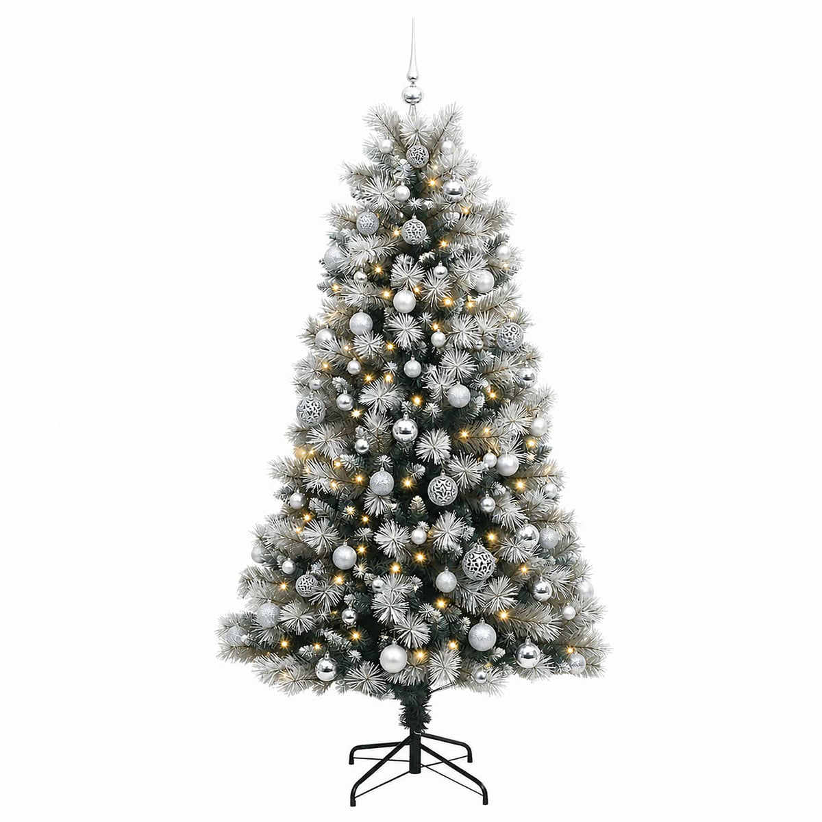 vidaXL Artificial Hinged Christmas Tree with Baubles 240 cm 300 LEDs