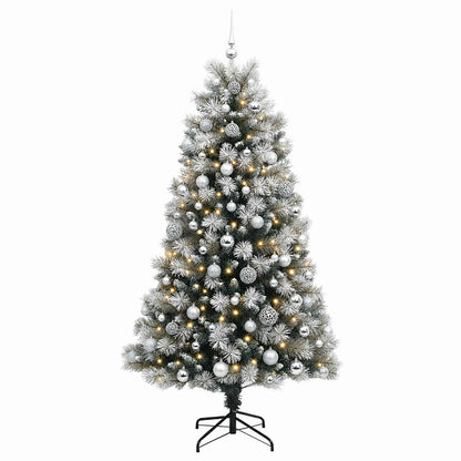 vidaXL Artificial Hinged Christmas Tree with Baubles 240 cm 300 LEDs