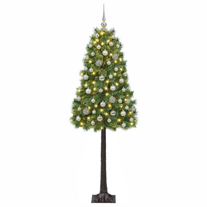 vidaXL Artificial Hinged Christmas Tree with Baubles 180 cm 300 LEDs