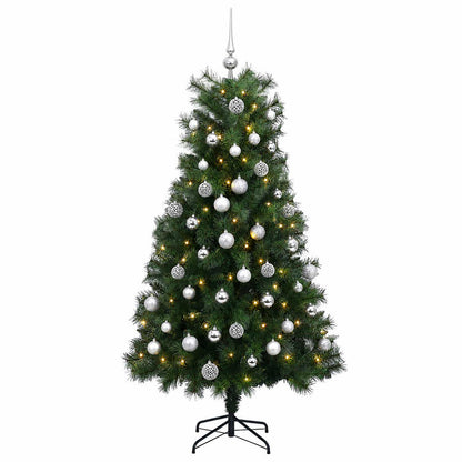 vidaXL Artificial Hinged Christmas Tree with Baubles 180 cm 300 LEDs