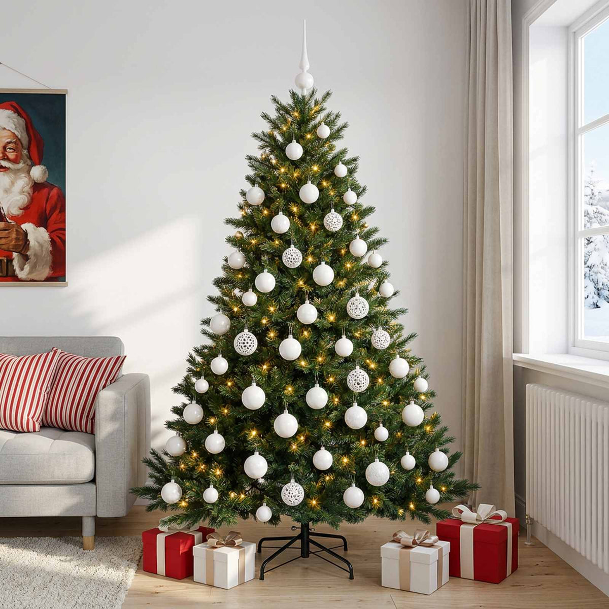 vidaXL Artificial Christmas Tree with Bauble 240 cm 300 LEDs