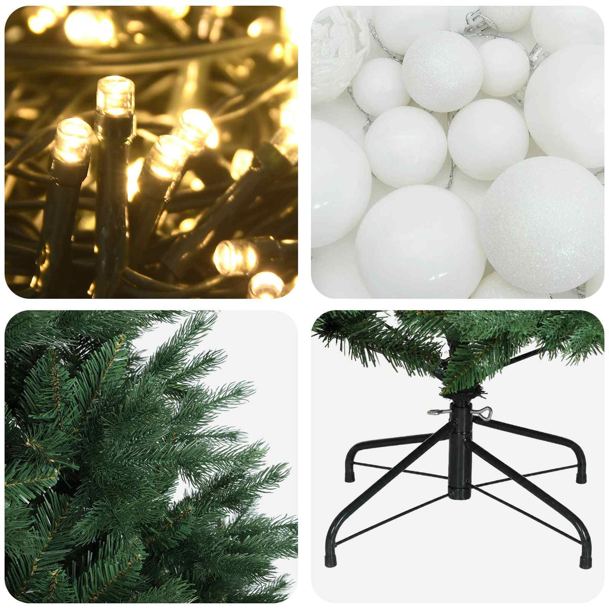 vidaXL Artificial Christmas Tree with Bauble 180 cm 300 LEDs
